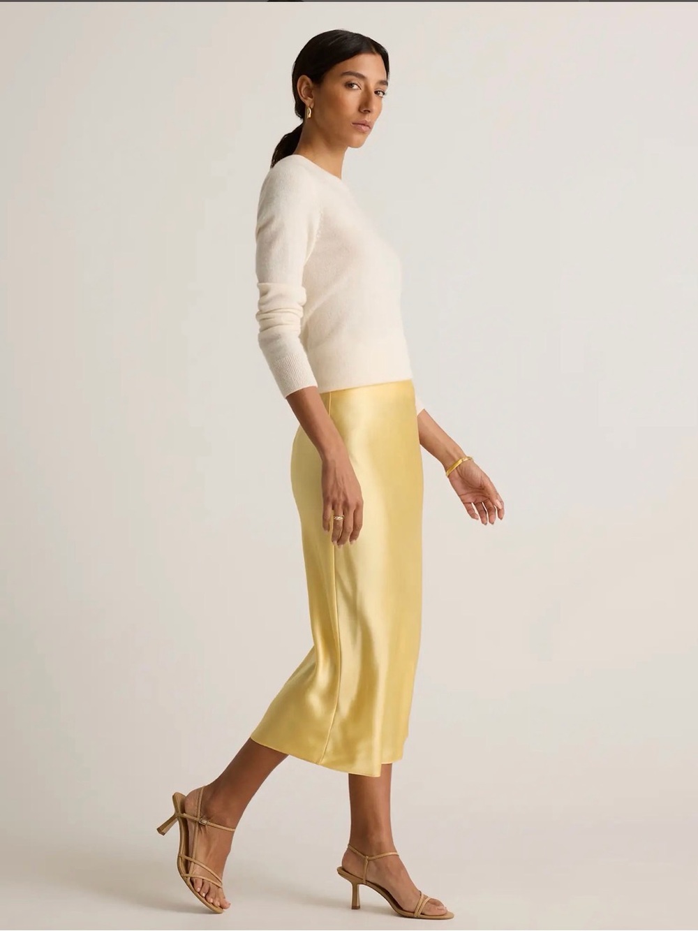 Quince Washable Silk Skirt - Butter Yellow Size L - Picture 2 of 8